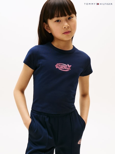 Синій - Tommy Hilfiger Extra Slim Metallic Logo T-Shirt (W60713) | 1 081 грн - 1 322 грн