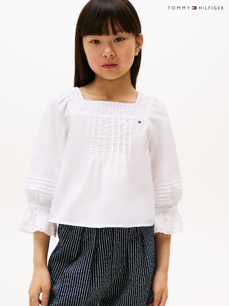 Tommy Hilfiger White Broderie Anglaise Pintuck Blouse (W60718) | 3,004 UAH - 3,605 UAH