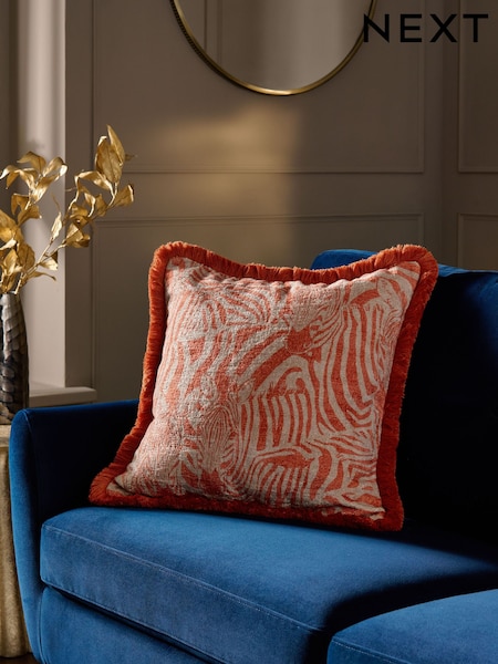 Monochrome 50 X 50cm Printed Zebra Chenille Cushion (W60813) | 8,330 Ft