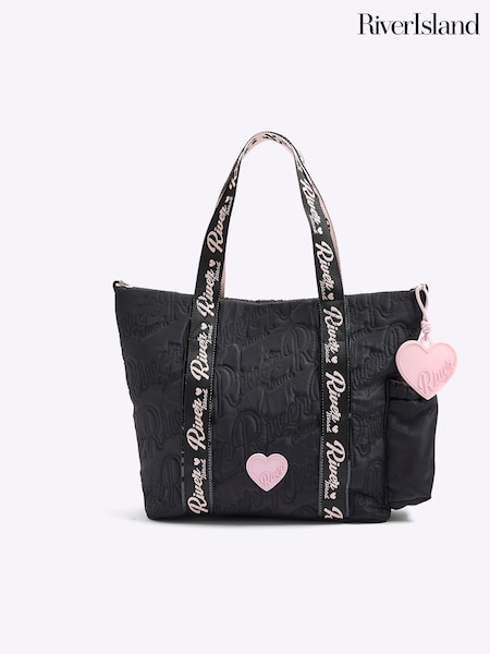 River Island Black Girls Nylon Script Shopper Bag (W60827) | €34