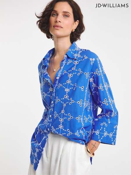 JD Williams Contrast Broderie Shirt (W60905) | 253 LEI