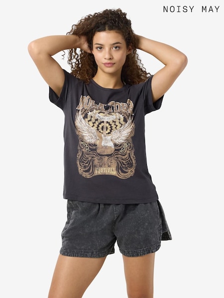 NOISY MAY Printed Graphic T-Shirt (W60965) | ‏75‏₪