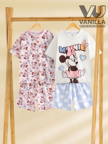 Vanilla Underground Pink Girls Disney Minnie Mouse Multicoloured Short Sleeve Short Leg Pyjamas Set Multi Pack of 2 (W60995) | 155 QAR