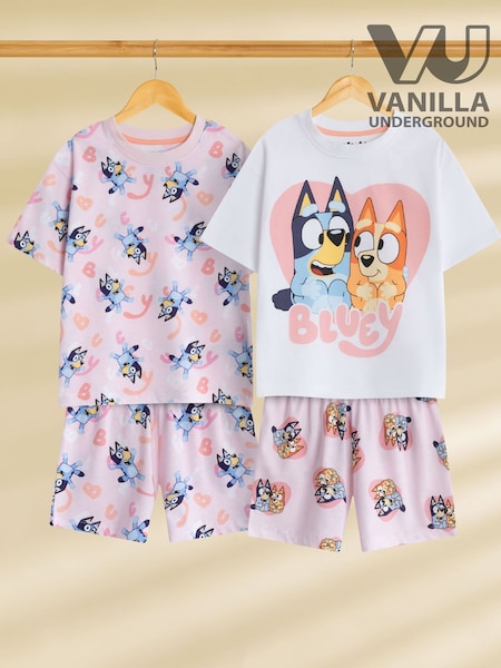 Vanilla Underground Pink Girls Bluey Multicoloured Short Sleeve Short Leg Pyjama Set Multi-Pack of 2 (W60997) | 155 QAR