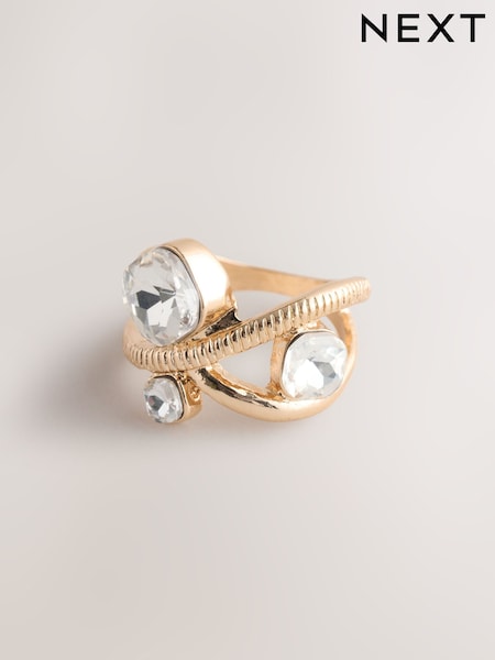 Gold Tone Abstract Stone Ring (W61010) | €11