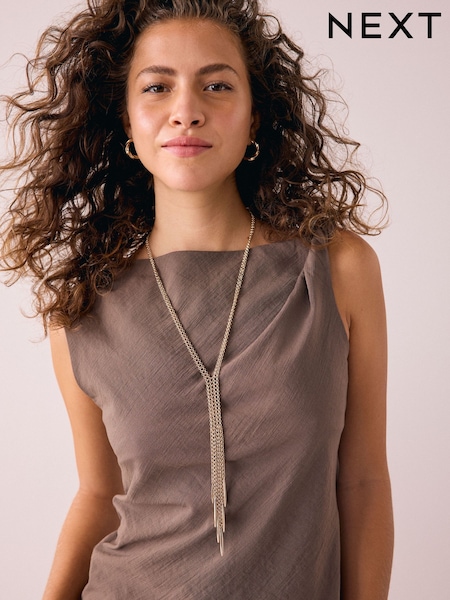 Gold Tone Tassel Y Profile Necklace (W61011) | €32.50