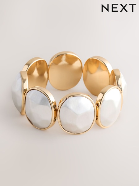 Gold/Silver Tone Facetted Stone Stretch Bracelet (W61013) | €29