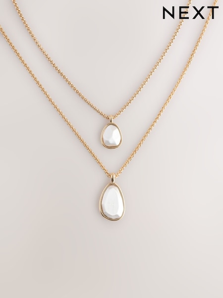 Gold/Silver Tone Two Row Drop Necklace (W61015) | €22