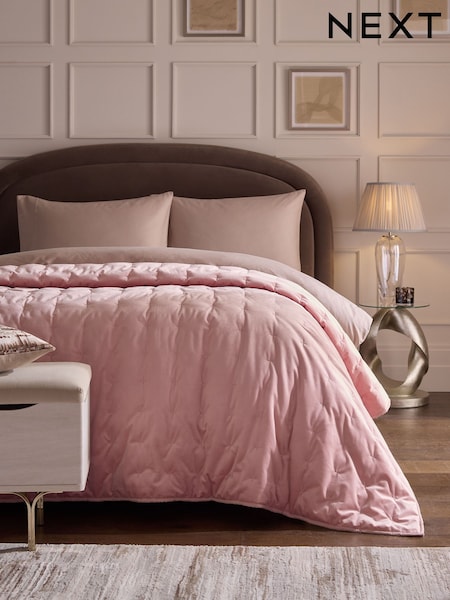 Pink Elsie Velvet Quilted Bedspread (W61025) | €66 - €119