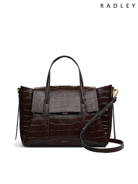 Radley Medium The Chancery Faux Croc Flapover Grab Brown Bag (W61128) | €399