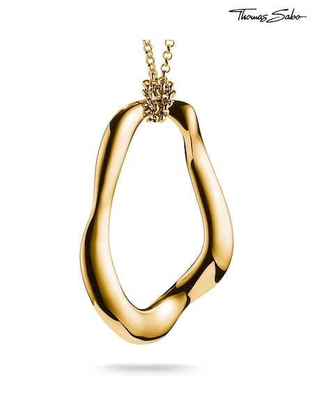 Thomas Sabo Gold Tone Natural Beauty Necklace With Organically Shaped Pendant (W61153) | €345