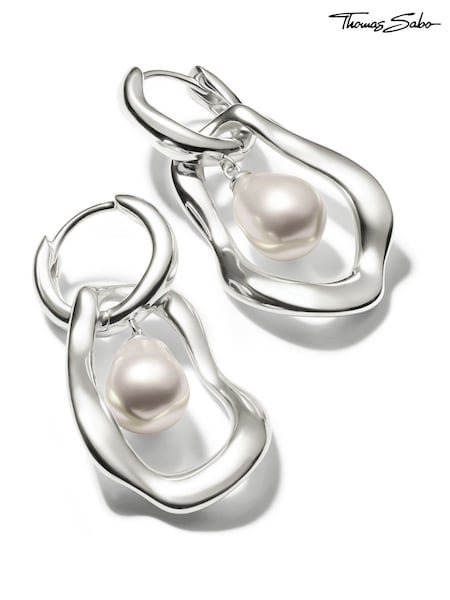 Thomas Sabo White Natural Beauty Statement Creoles Earrings With Pendant (W61157) | €229