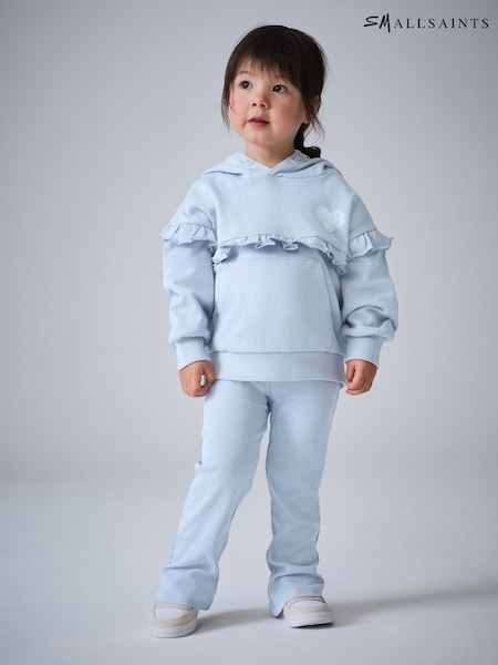 smALLSAINTS Light Blue Lover Frill Hoodie and Ribbed Flared Leggings Younger Set (W61180) | € 56 - € 59