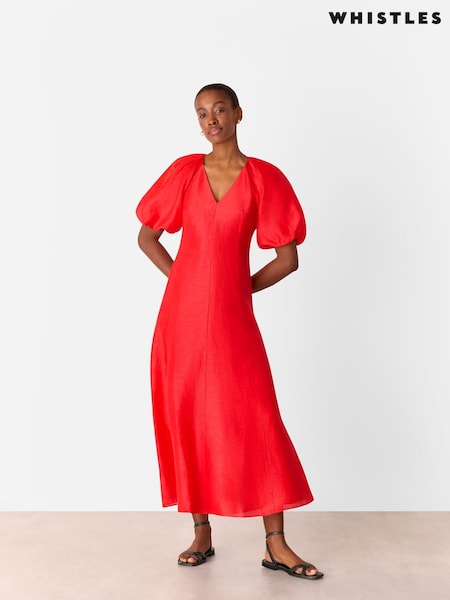 Whistles Red Silk Blend Taffeta Maxi Dress (W61216) | €318