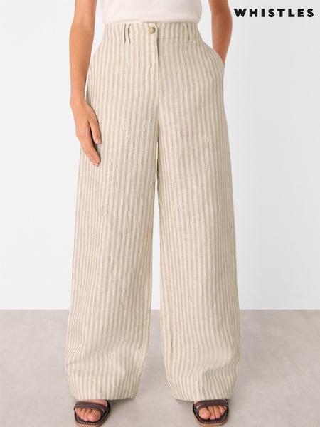 Whistles Nude Stripe 100% Linen Trousers (W61231) | €138