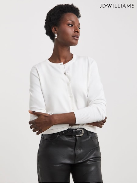 JD Williams White Crew Neck Cardigan (W61418) | €31