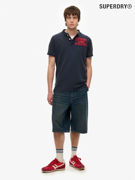 Superdry Blue 100% Cotton Vintage Athletic Polo Shirt (W61486) | 198 QAR