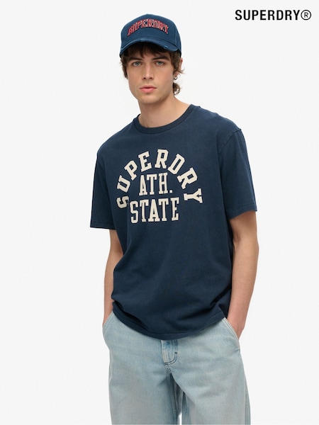 Superdry Blue 100% Cotton Athletic Essential Graphic T-Shirt (W61488) | €45