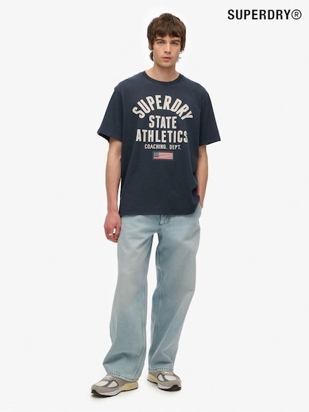 Superdry Blue 100% Cotton Athletic Essential Graphic T-Shirt (W61491) | €45