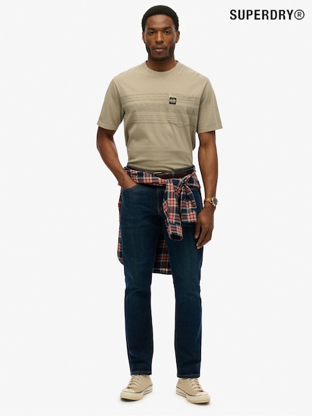 Superdry Green 100% Cotton Contrast Stripe Pocket T-Shirt (W61497) | €35