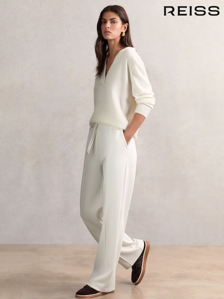 Reiss Ivory Jemma Modal-Blend Interlock Wide-Leg Joggers (W61532) | €155