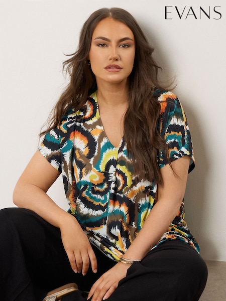 Evans Green Printed Cold Shoulder T-Shirt (W61538) | R$ 355