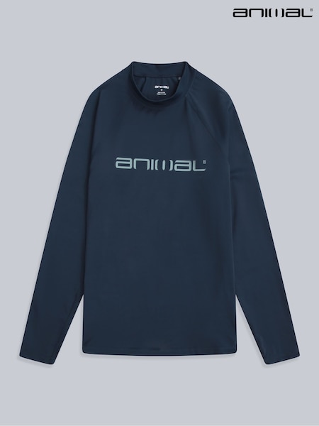 Animal Blue Mens Sonny Logo Quick Drying Rash Vest (W61555) | AED192