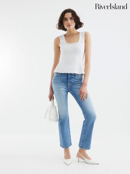 River Island Mid Rise Cropped Bootcut Jeans (W61557) | 320 LEI