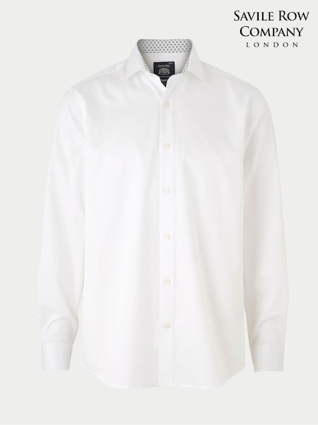 Savile Row Company Classic Fit Blue Cotton Twill Single Cuff Smart Casual Shirt (W61572) | R$ 545