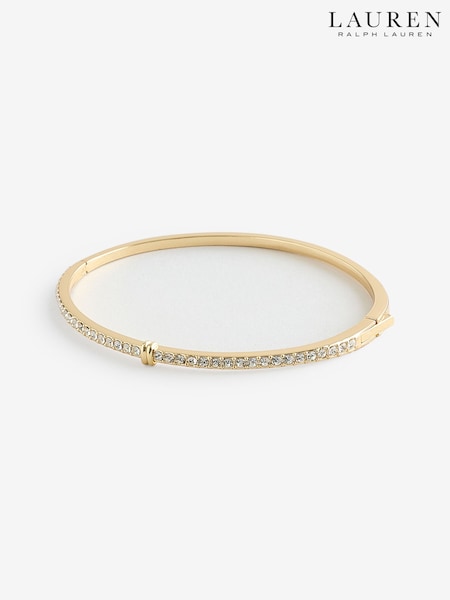 Lauren Ralph Lauren Gold Tone Thin Pave Hinge Bangle Bracelet (W61575) | €83