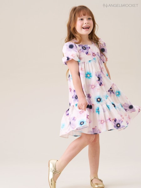 Angel & Rocket White Jodie Asymmetric Print Dress (W61592) | 158 QAR - 178 QAR