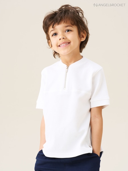 Angel & Rocket White Jose Varsity Collar Polo Shirt (W61596) | R$ 160 - R$ 195