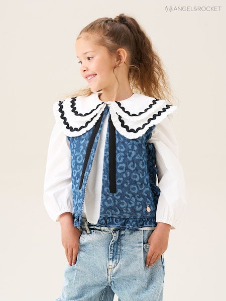 Angel & Rocket Blue Petra Leopard Print Denim Gilet (W61607) | R$ 295 - R$ 355
