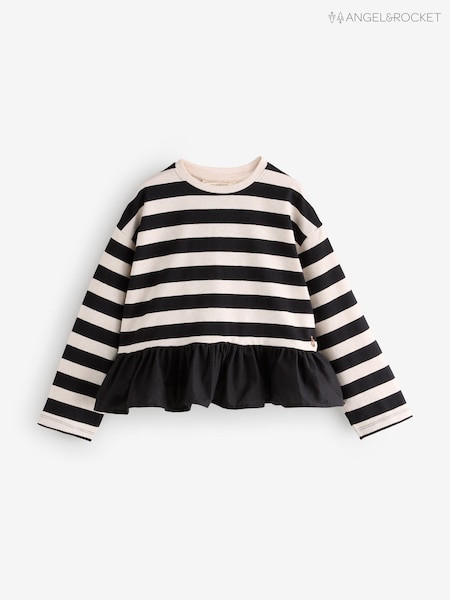 Angel & Rocket Black Marley Stripe Peplum T-Shirt (W61609) | €20 - €25