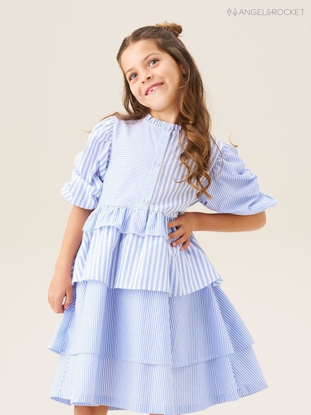 Angel & Rocket Blue Frankie Mixed Stripe Tiered Dress (W61627) | R$ 315 - R$ 355