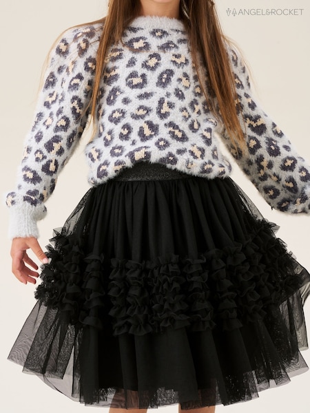 Angel & Rocket Black Sallie Ruffle Mesh Skirt (W61628) | R$ 255 - R$ 295