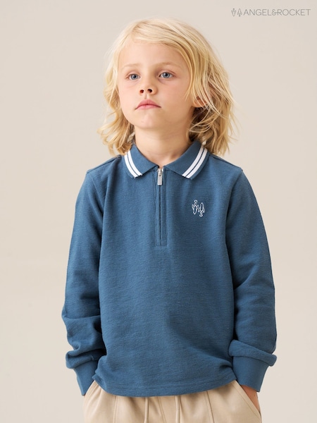 Angel & Rocket Blue Cameron Texture Knit Polo Shirt (W61635) | €27 - €32