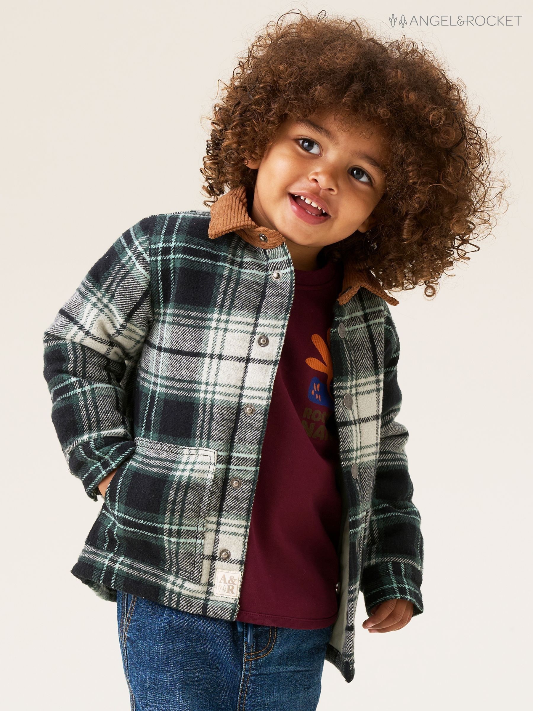 TODAYFUL＿Over Check Coat (KIDS) Kids' checked zipped duffle-coat - thick wool