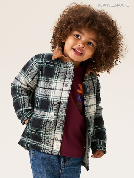 Angel & Rocket Green Luis Plaid Padded Shacket (W61640) | R$ 295 - R$ 315