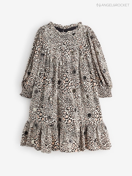 Angel & Rocket Brown Mindy Leopard Print Sequin Embellished Dress (W61643) | R$ 355 - R$ 425