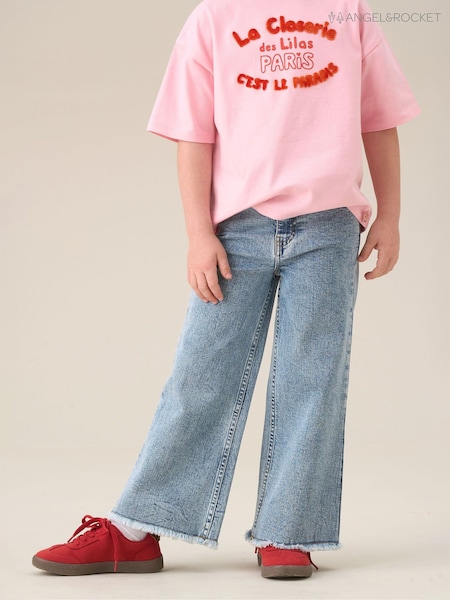 Angel & Rocket Blue Brooke Wide Leg Heart Print Pocket Jeans (W61651) | R$ 275 - R$ 315