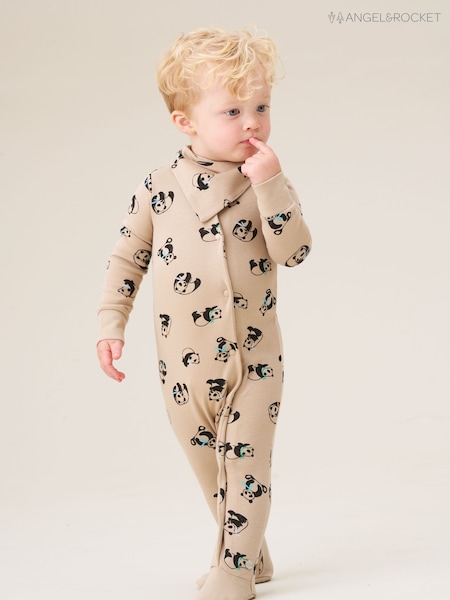 Angel & Rocket Brown Reggie Panda Print Sleepsuit (W61674) | € 34