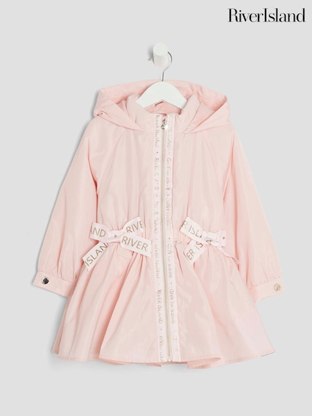 River Island Pink Girls Peplum Rain Mac Coat (W61692) | €45