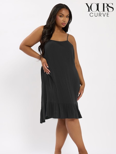 Yours Curve Black Crinkle Racer Dress (W61710) | R$ 265