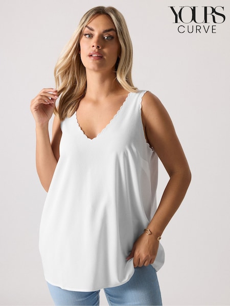 Yours Curve White Scallop Edge Camisole (W61749) | R$ 195