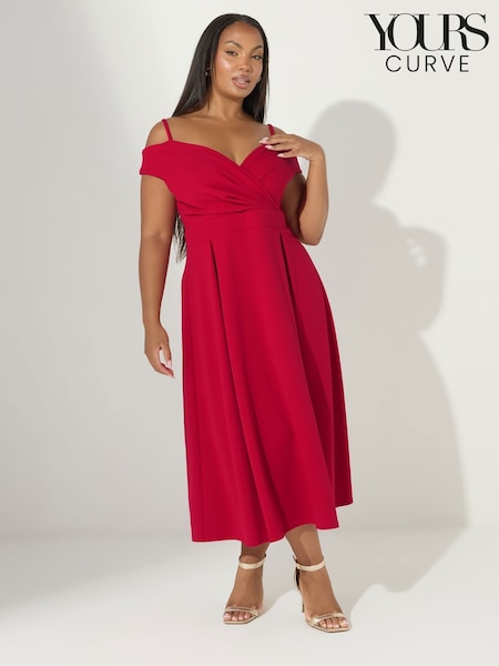 Yours Curve London Cold Shoulder Bardot Dress (W61750) | R$ 525