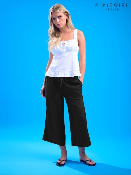 PixieGirl Petite Black Wide Leg Tie Belt Trousers (W61751) | R$ 295