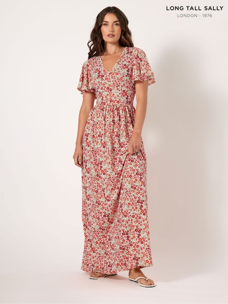 Long Tall Sally Red V-Neck Ditsy Maxi Dress (W61753) | R$ 385