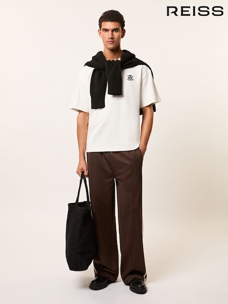 Reiss Off White Rainer Monogram Cotton Oversized T-Shirt (W61982) | €75
