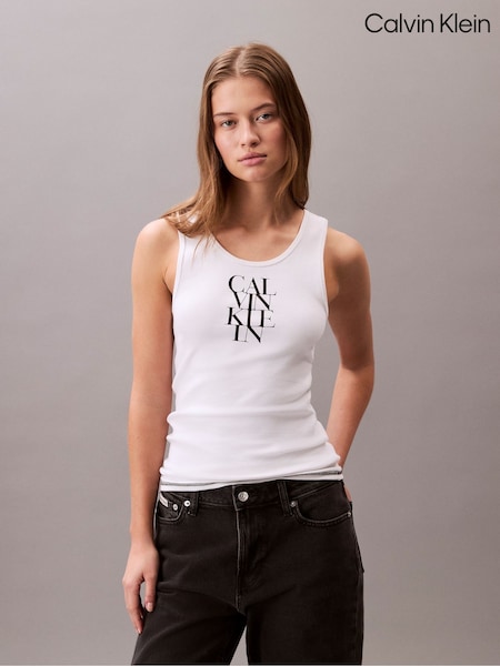 Weiß - Calvin Klein Rib Stripe Tank Top (W61986) | 62 €